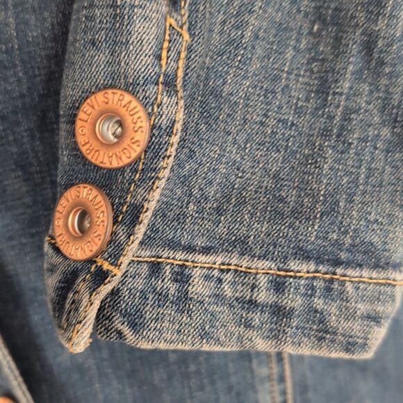 Levi's Strauss signature medium wash denim jean blazer jacket sz s 4/6 authentic - Picture 3 of 12